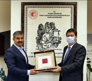 REKTÖR ÇİFTÇİ ESNAF SANATKÂRLAR VE KOOPERATİFÇİLİK GENEL MÜDÜRÜ NECMETTİN ERKAN'I ZİYARET ETTİ