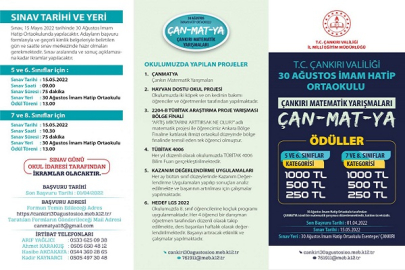 ÇANKIRI MATEMATİK YARIŞMALARI (ÇAN-MAT-YA) BAŞVURULARI BAŞLIYOR