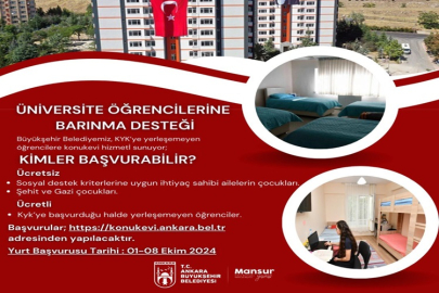 ANKARA BÜYÜKŞEHİR BELEDİYESİ ÜNİVERSİTE ÖĞRENCİLERİNE 3 KONUKEVİYLE KAPILARINI AÇIYOR