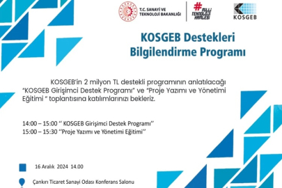 KOSGEB'DEN GİRİŞİMCİ ADAYLARINA DAVET VAR
