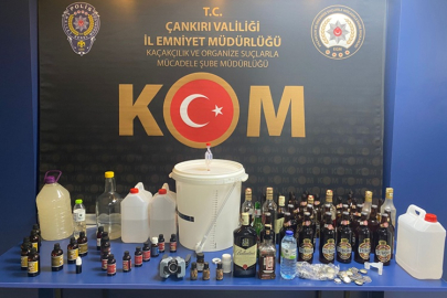 ELDİVAN'DA SAHTE İÇKİ ÜRETEN 5 ŞAHIS YAKALANDI