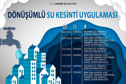 ÇANKIRI'DA GECE SAATLERİNDE DÖNÜŞÜMLÜ SU KESİNTİSİ