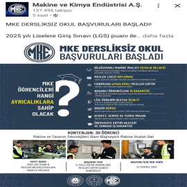 MKE'DEN İŞ GARANTİLİ DERSLİKSİZ OKUL MODELİ