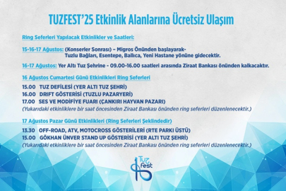 TUZFEST 25'TE ULAŞIM ÜCRETSİZ