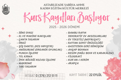 KADINLARA YÖNELİK BİLGİ VE BECERİ KURS KAYITLARI 22 EYLÜL'DE BAŞLIYOR