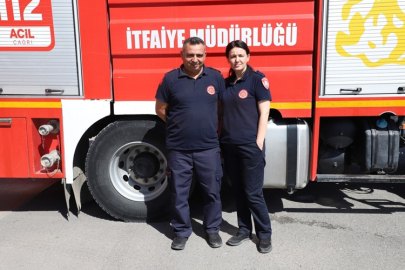 İTFAİYECİ ÇİFTTEN OMUZ OMUZA ÇALIŞMA