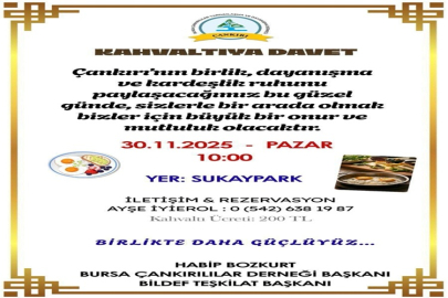 BURSA'DAKİ ÇANKIRILILAR 30 KASIM'DAKİ BÜYÜK BULUŞMAYA HAZIRLANIYOR