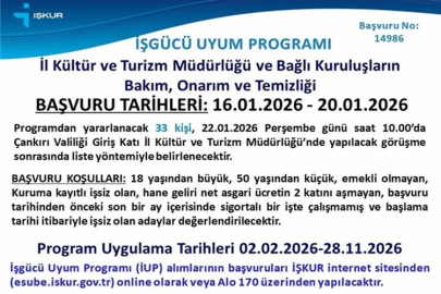 ÇANKIRI İŞKUR'DAN YENİ İSTİHDAM FIRSATI