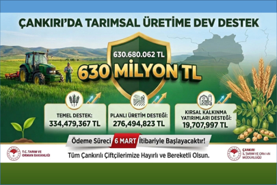 ÇANKIRI'DA TARIMA REKOR DESTEK