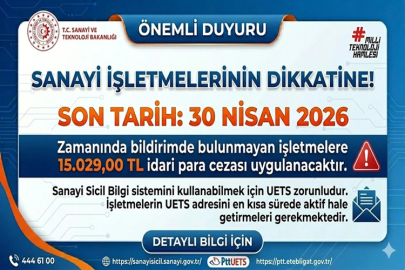 SANAYİ SİCİL BELGESİ OLANLAR DİKKAT!