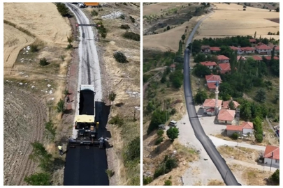 YAPRAKLI'NIN 6 KÖYÜNÜ BİRBİRİNE BAĞLAYAN YOLA SICAK ASFALT