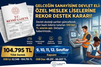 Özel Meslek Liselerine Müjdeli Haber: Resmî Gazete’de Yayımlandı, Öğrenci Başına Yüz Bin TL’yi Aşıyor!